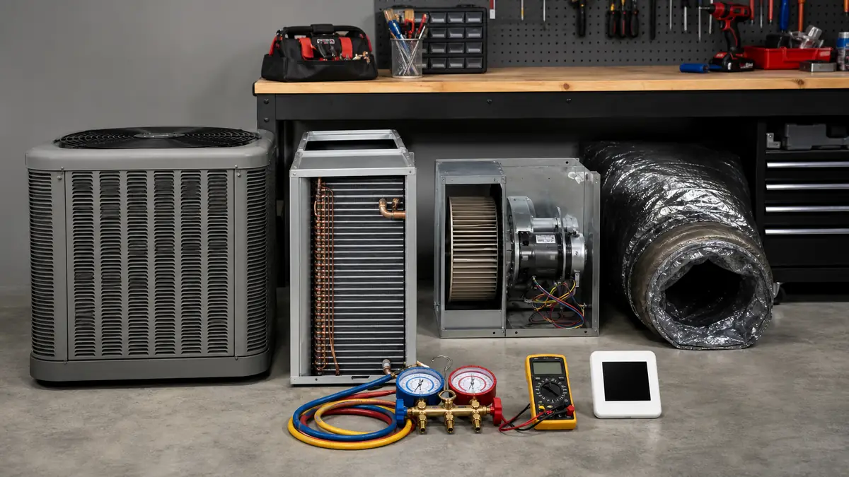 Trane service work order list for a Woodland Hills route showing AC repair, install, heat pump, emergency, and maintenance jobs